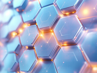 Glowing hexagonal patterns create dynamic designs