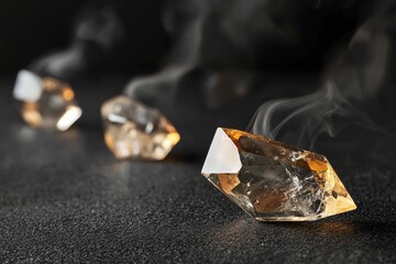 Palo santo wood and gemstone crystals are used in holistic therapy