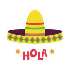 Cartoon sombrero logo. Simple sombrero icon. Logo sombrero hola © Night  Shift
