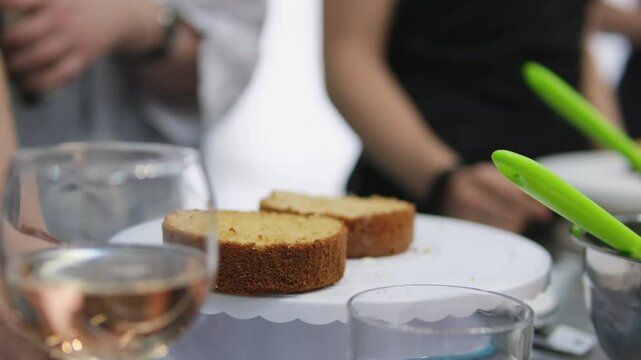 Chef decorating cake with cream. High quality 4k footage