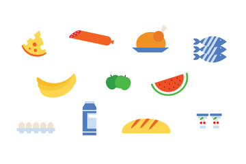 Set of food icons. Vector  minumal illustration set.	