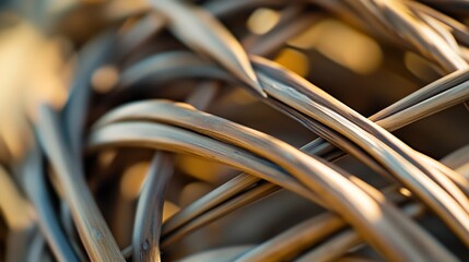 Close-up of woven basket details, highlighting intricate textures and the artistry of natural fibers.