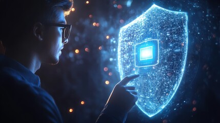 Digital security measures protecting data with innovative technology virtual environment cybersecurity concept