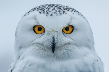 Obraz premium Majestic Snowy Owl Portrait with Striking Yellow Eyes