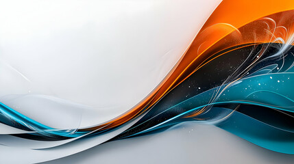 Dynamic Abstract Flowing Waves in Orange Blue and White with a Smooth Gradient on a White Background