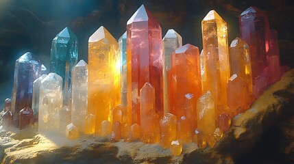 A stunning array of gemstones showcasing vivid colors and intricate crystal structures