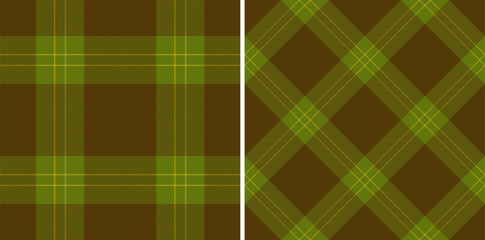 Two stylish plaid patterns in earthy olive and brown tones. Perfect for textile design, website backgrounds, or autumnthemed projects.