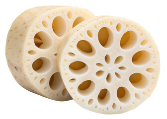 Lotus root isolated on a transparent background.	