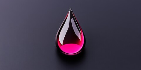 Obraz premium Pink oil drop on black. Soft, vibrant, and delicate with smooth, reflective fluidity.