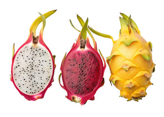 Dragon fruit isolated on a transparent background.	