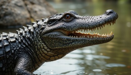 Obraz premium Young Alligator Close Up Showing Detail and Texture