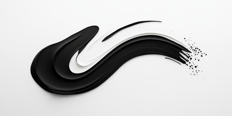 A black and white brush stroke with a white line in the middle. The brush stroke is very thick and has a lot of texture