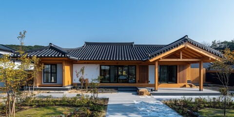 Obraz premium A beautiful traditional style building constructed with wood and tiles