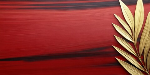 Opulent maroon oil painting with textured brushstrokes and subtle gold floral line art.