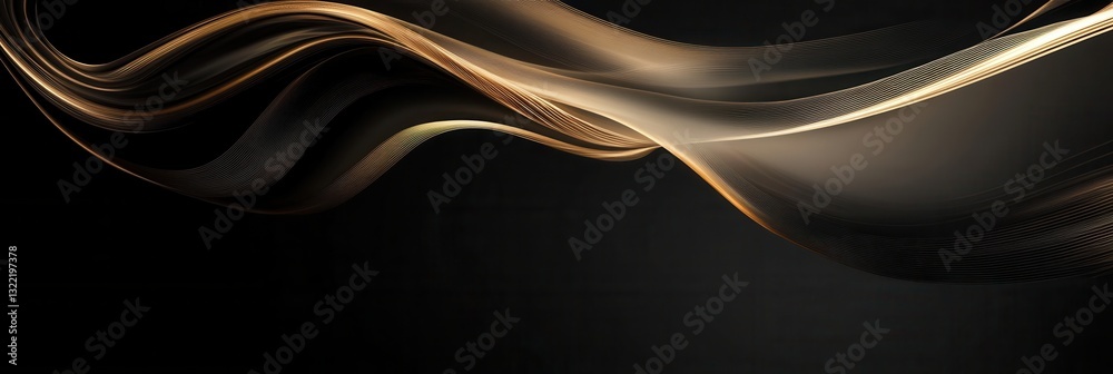 Poster elegant abstract swirl design with gold accents on a dark background for luxurious modern aesthetics