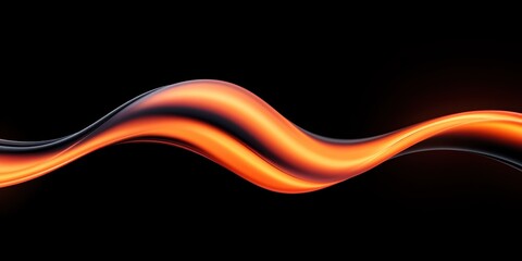 A long, curvy orange line with a black background. The line is orange and black, and it is a wave