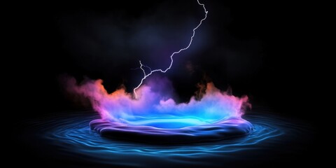 Icy blue lightning ellipse, forming a mysterious electrified aura in the darkness.