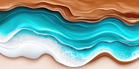 Fototapeta premium Abstract aquamarine and mocha brown acrylic textures. Oil painting texture on canvas. Hand-painted with organic movement.