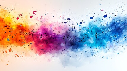 Fototapeta premium A lively swirl of musical notes in bright colors evoking the power of rhythm and sound