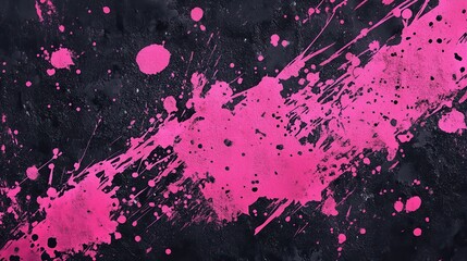 Abstract pink and black paint splatter background.