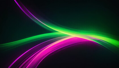 Fototapeta premium Abstract luminous streaks of neon green and fuchsia creating glowing light leaks over a high-contrast grainy background