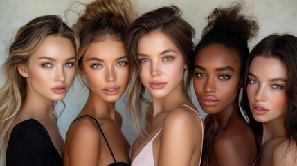 Obraz premium Portrait of beautiful diverse young women / friendship and diversity 