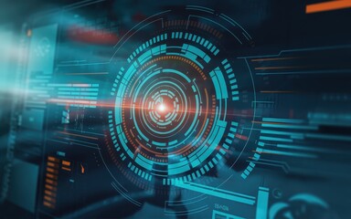 Obraz premium Futuristic Tech Interface: Digital Innovation and Technological Advancement