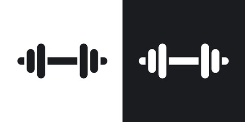 Barbell icons in solid black and white collection