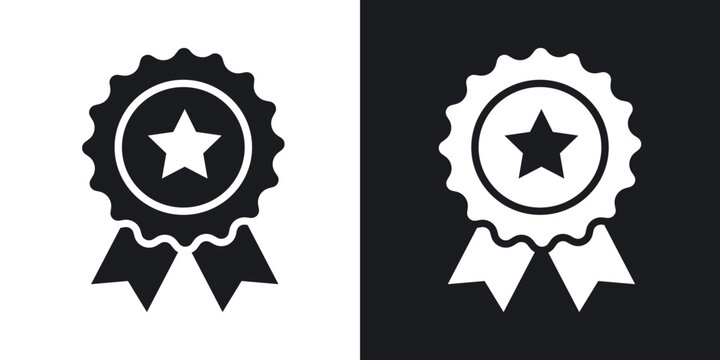 Badge icons in solid black and white collection