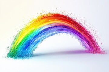 Obraz premium Vibrant rainbow arc painted with dynamic brushstrokes, splashing colorful hues.