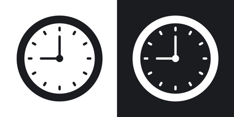 Clock icons in solid black and white collection