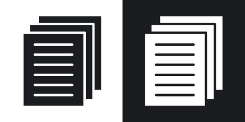 Document papers icons in solid black and white collection