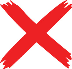 Fototapeta premium Red cross sign. Wrong mark. Red cross X symbol. Red grunge X icon. Cross brush sign stock vector.
