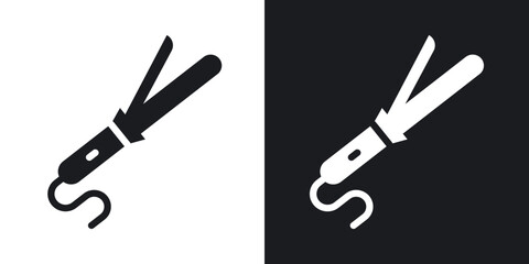 Hair curler icons in solid black and white collection