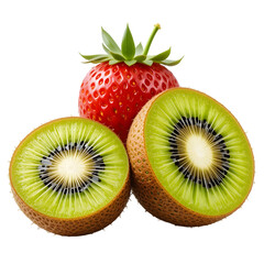 PNG Kiwi and Strawberry Mix, Fresh Tropical Fruits, Vibrant Color, Healthy Eating