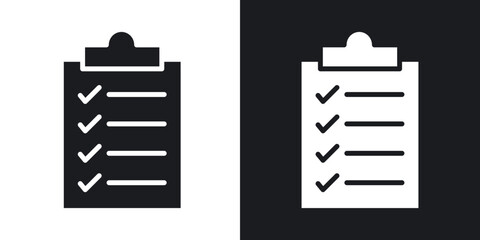 List icons in solid black and white collection