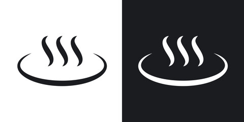 Onsen icons in solid black and white collection