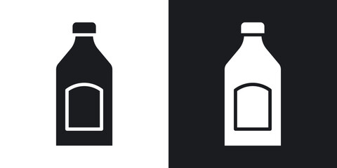 Sauce bottles icons in solid black and white collection