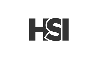 Obraz premium HSI logo design template with strong and modern bold text. Initial based vector logotype featuring simple and minimal typography. Trendy company identity.
