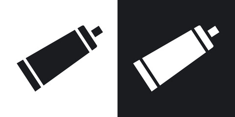 Toothpaste tube icons in solid black and white collection