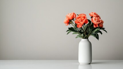 mothers day gift ideas, a thoughtful mothers day gift in china a charming bouquet of peonies on a minimalist scandi-style kitchen table in warm daylight