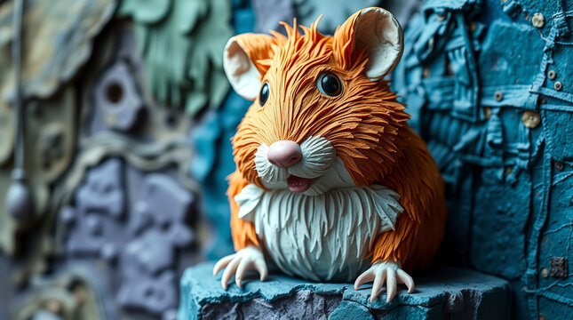 Ein orangefarbener Hamster