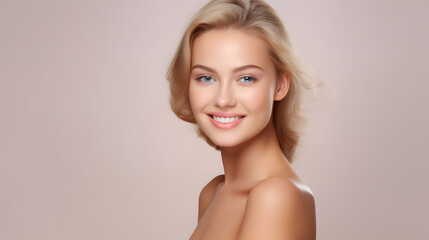 Fototapeta premium A woman with blonde hair and a smile