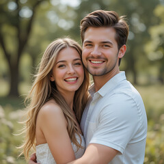 Naklejka premium Happy couple having fun outdoors