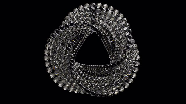 Glass Beads Mobius Loop Rotation, 3D Render, Alpha Channel, Loop