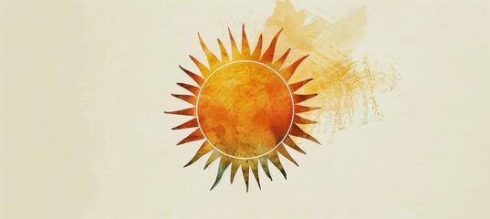 Circular Sunburst Logo with Watercolor Texture for Wellness and Holistic Health Branding