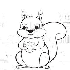 A squirrel with a long tail holding a piece of wood