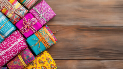 Vibrant indian family celebration with handcrafted gift wrapping for festive occasions