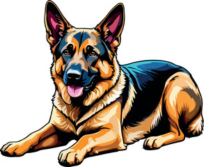 Playful German Shepherd Dog Lying and Enjoying the Moment