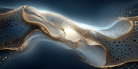 Obraz premium Luxury abstract background with metallic starry pattern and fantasy shapes against blue backdrop